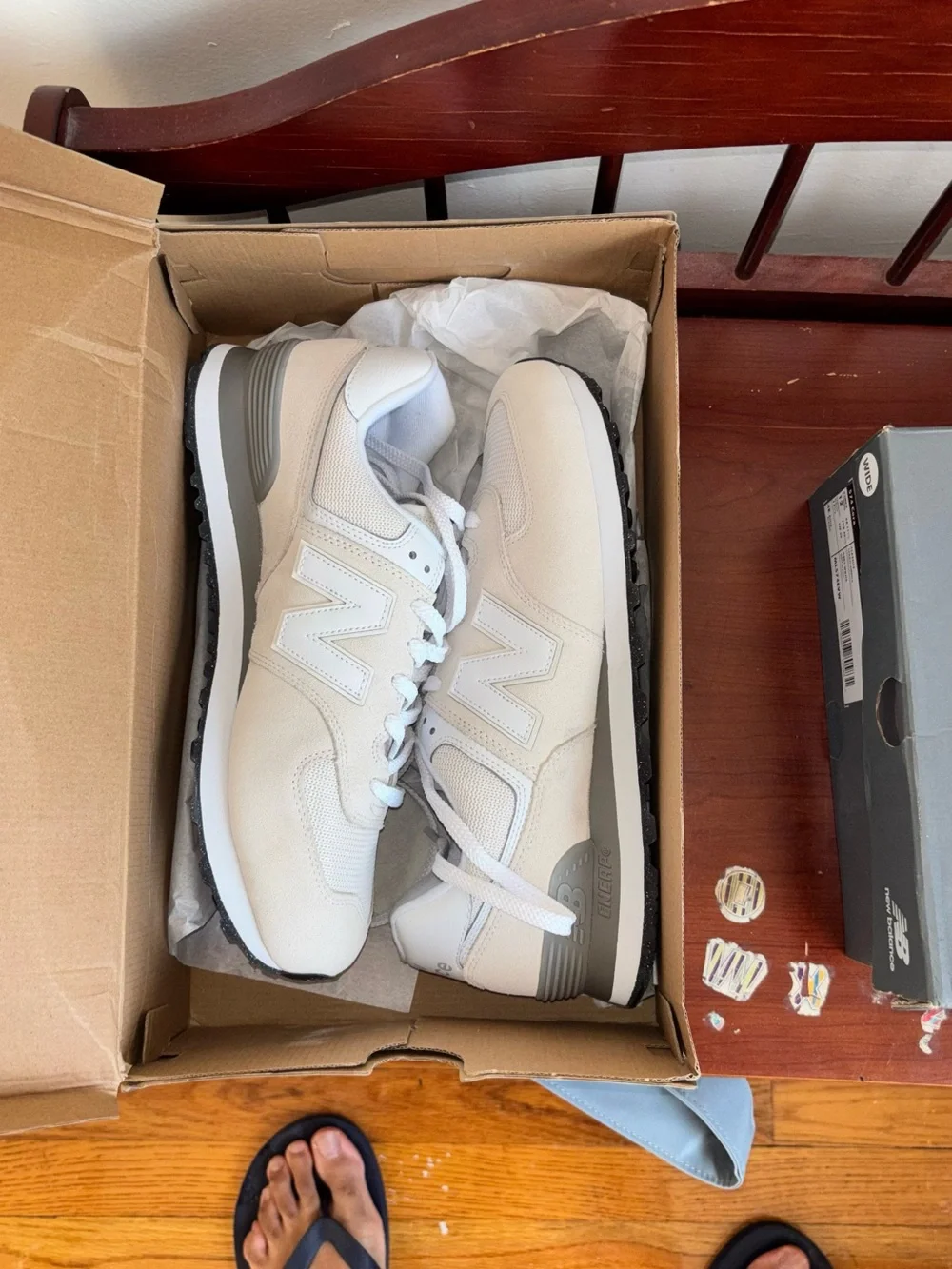 New Balance Men’s 574 V3 Sneaker - Nimbus Cloud/White - 12X Wide - Picture 3 of 10